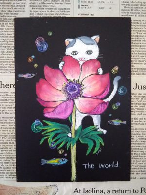 猫　チョーク　アート　プレゼント